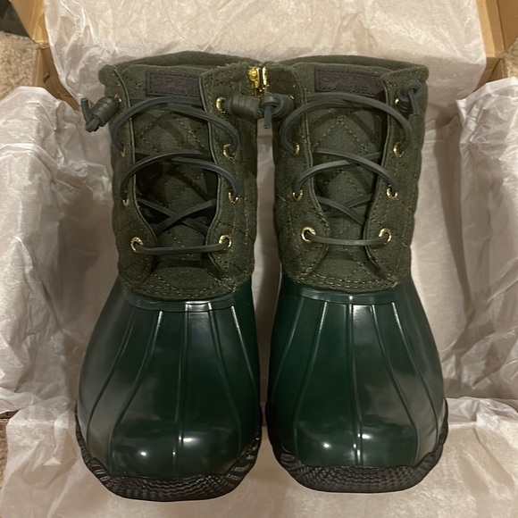 (NWT) Saltwater Women’s Wool Green Quilted Waterproof Boot - Picture 6 of 15